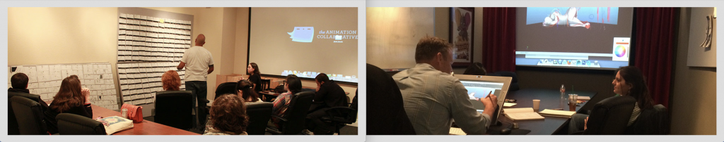 Pictures of instruction at the Animation Collaborative